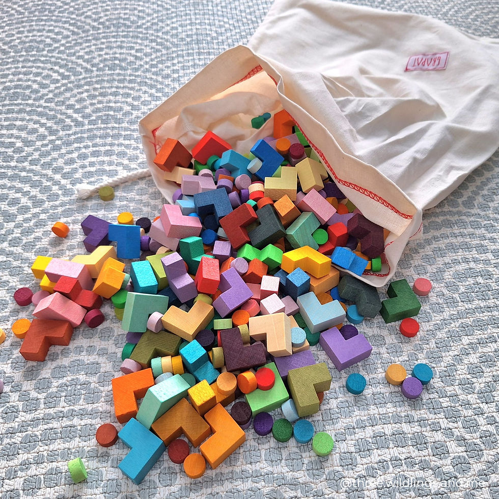 Thumbnail: Grapat Mis and Match Bloom. Handcrafted Waldorf inspired toy. Free play. Create mosaics, experience geometrical concepts