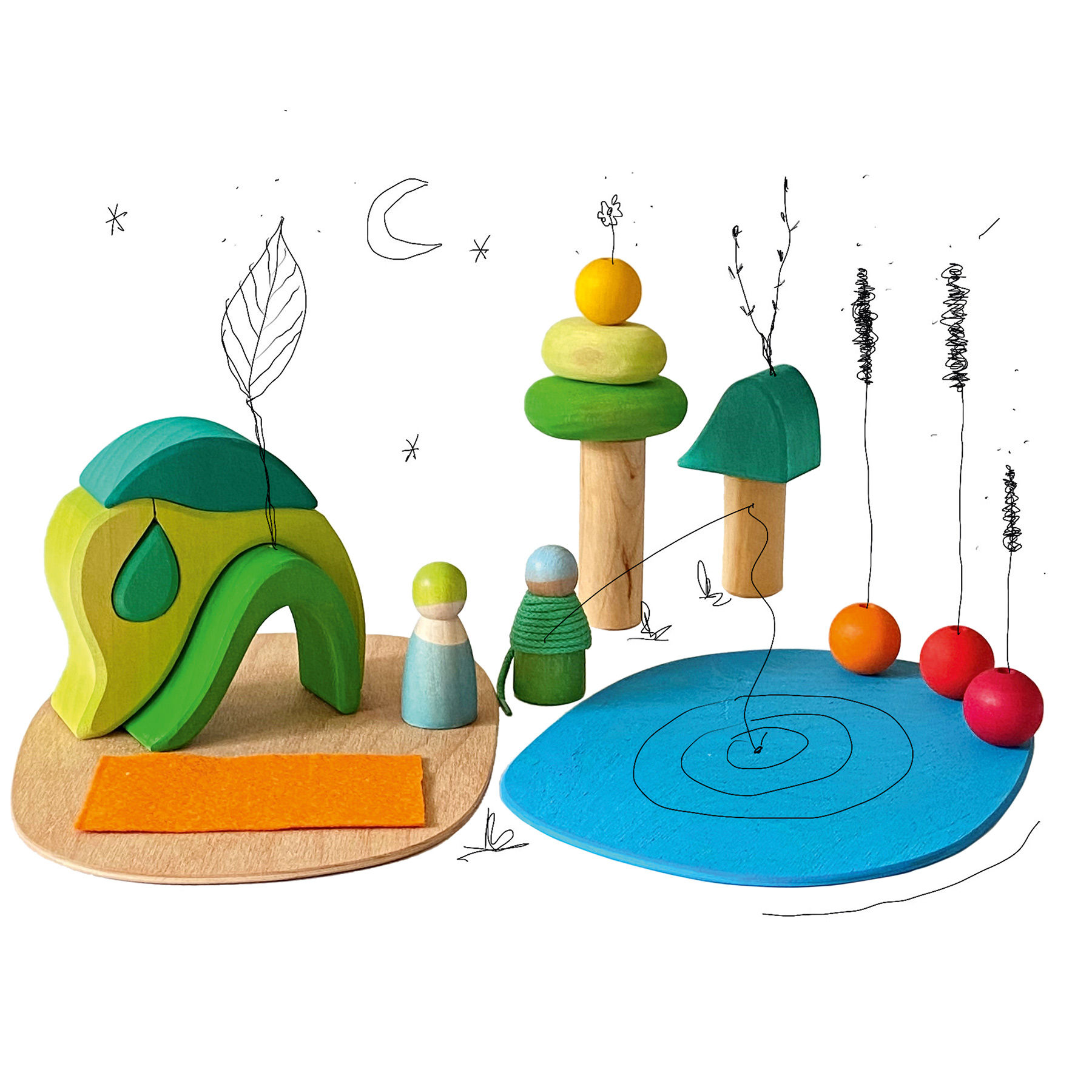 Grimms Small World Play in the woods. Handcrafted children's toy. Imaginative Play. Open ended play set. Small world play