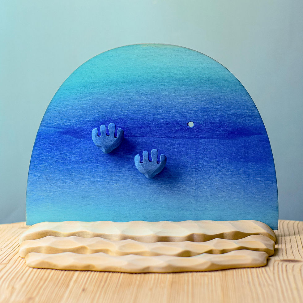 Thumbnail: Bumbu Toys Wooden Ocean Water, Seabed, Shells Set. Handcrafted Waldorf inspired toys. Imaginative play and storytelling