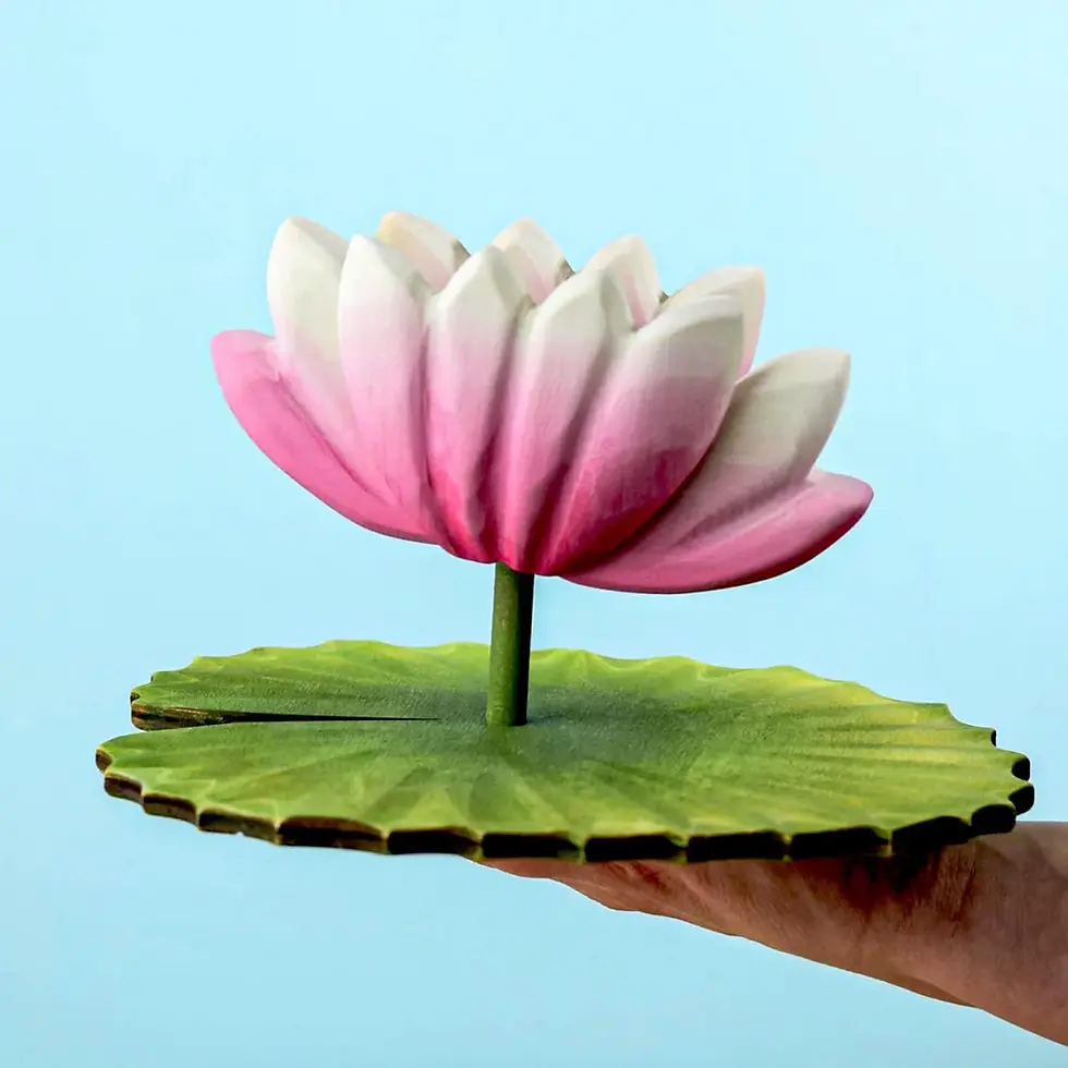 Thumbnail: Bumbu Toys Lotus Flower on Lily Pad. Handcrafted Waldorf inspired small world toys. Imaginative play and storytelling
