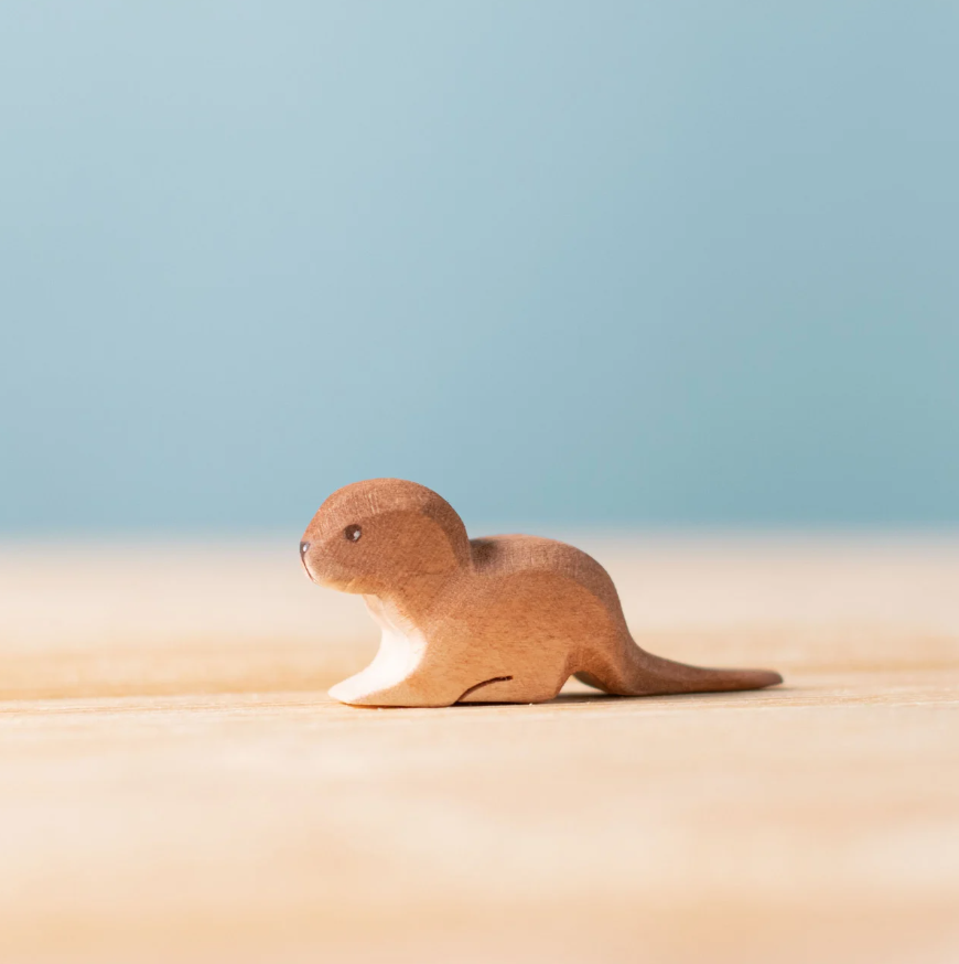 Thumbnail: Bumbu Toys Wooden Baby Otter. Handcrafted Waldorf inspired small world toys. Imaginative play and storytelling