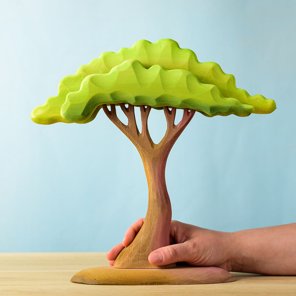 Thumbnail: Bumbu Toys Large Wooden Acacia Tree. Handcrafted Waldorf inspired small world toys. Imaginative play and storytelling