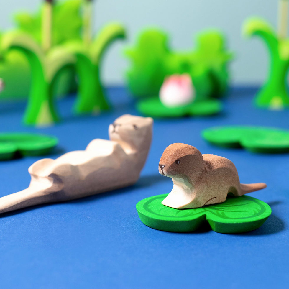 Thumbnail: Bumbu Toys Wooden Baby Otter. Handcrafted Waldorf inspired small world toys. Imaginative play and storytelling