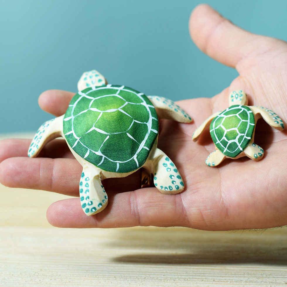 Thumbnail: Bumbu Toys Wooden Green Baby Turtle