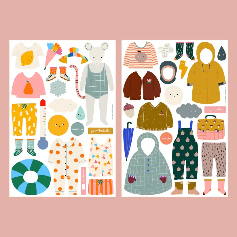 Ma Cabane à Rêves I'm Getting Dressed Magnets Set. Flexible waterproof magnets for children. Creative and imaginative play