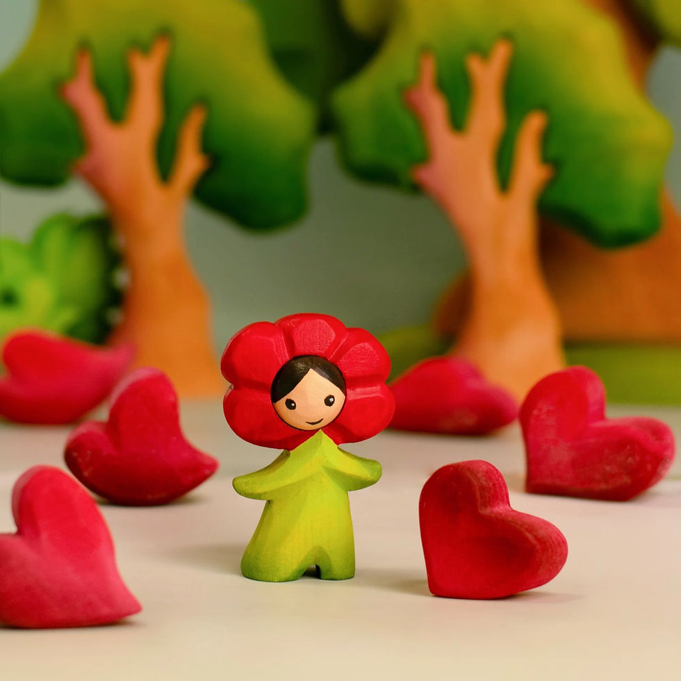 Thumbnail: Bumbu Toys Poppy Flower Child. Handcrafted Waldorf inspired small world toys. Imaginative play and storytelling