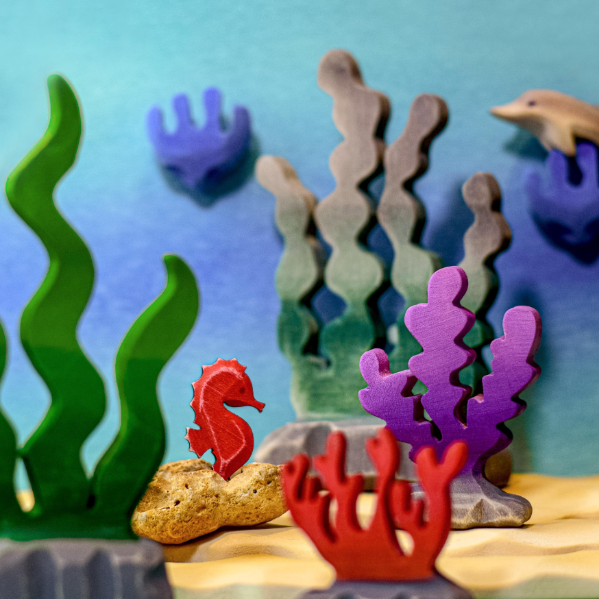 Thumbnail: Bumbu Toys Wooden Seahorse. Handcrafted Waldorf inspired small world toys. Imaginative play and storytelling