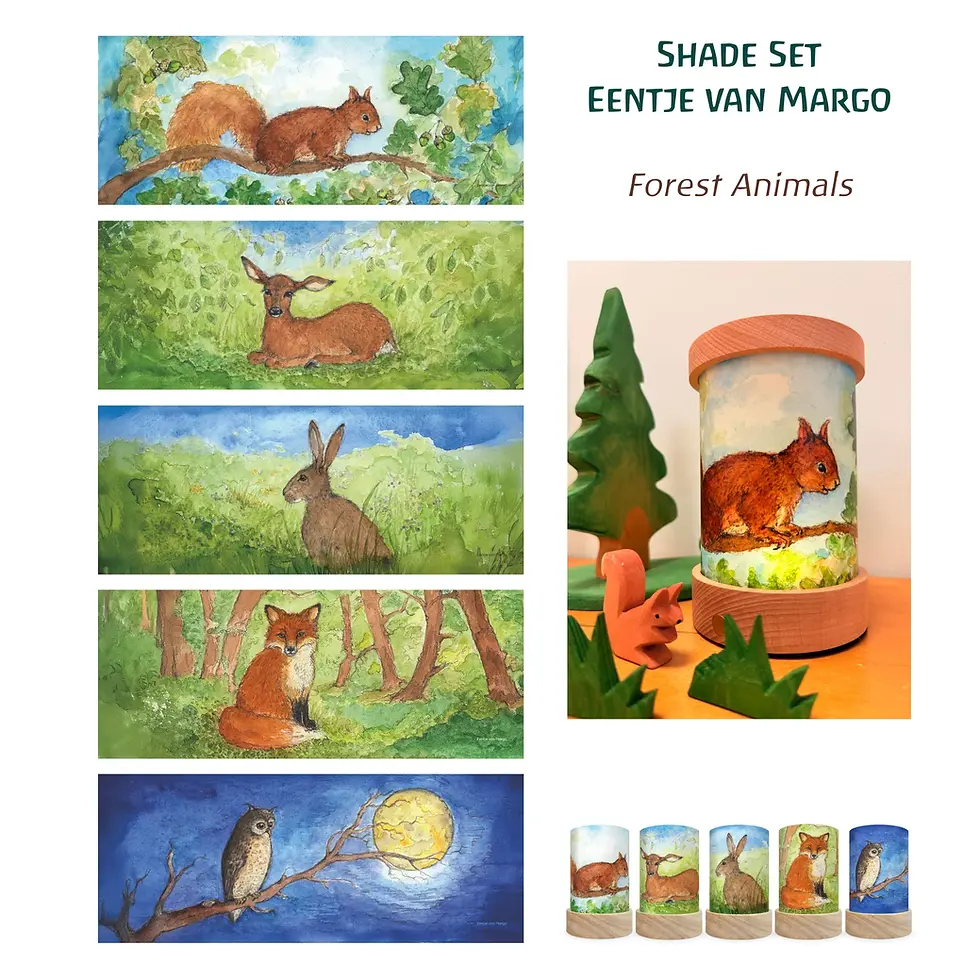 Toverlux Lantern Shades - Eentje van Margo - Forest Animals set. Waldorf inspired. Storytelling. Children's playroom decor