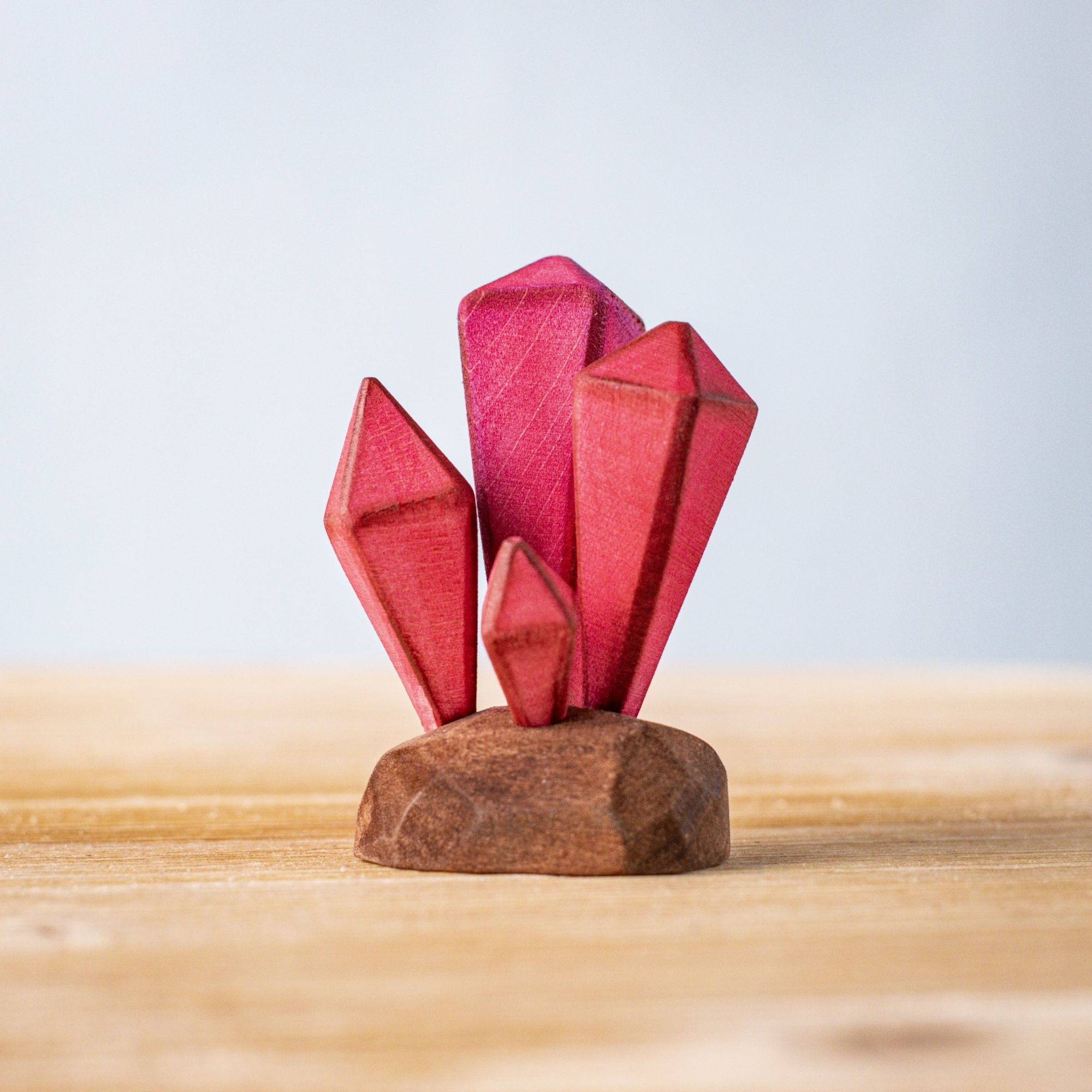Bumbu Toys Wooden Red Crystals. Waldorf inspired small world toy. Open ended imaginative play and storytelling
