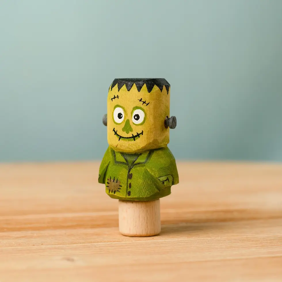 Thumbnail: Bumbu Toys Frankenstein Celebration Ring Figure. Handcrafted Waldorf small world toys and seasonal displays.