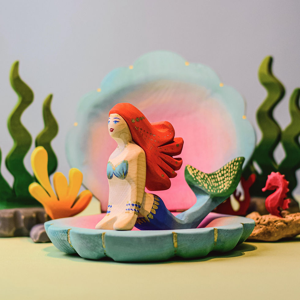 Thumbnail: Bumbu Toys Wooden Mermaid. Handcrafted Waldorf inspired small world toys. Imaginative play and storytelling