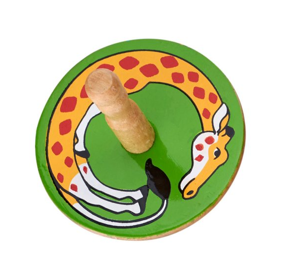 Lanka Kade Wooden Giraffe Spinning Top Toy. Party bag filler, stocking filler, children's gift. Traditional fair-trade toy.