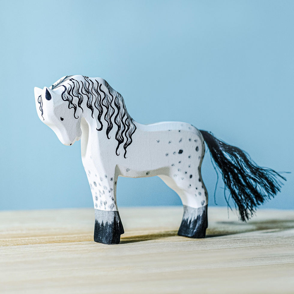 Thumbnail: Bumbu Toys Wooden White Horse. Waldorf inspired toys. Open ended imaginative play and storytelling. Seasonal Decor
