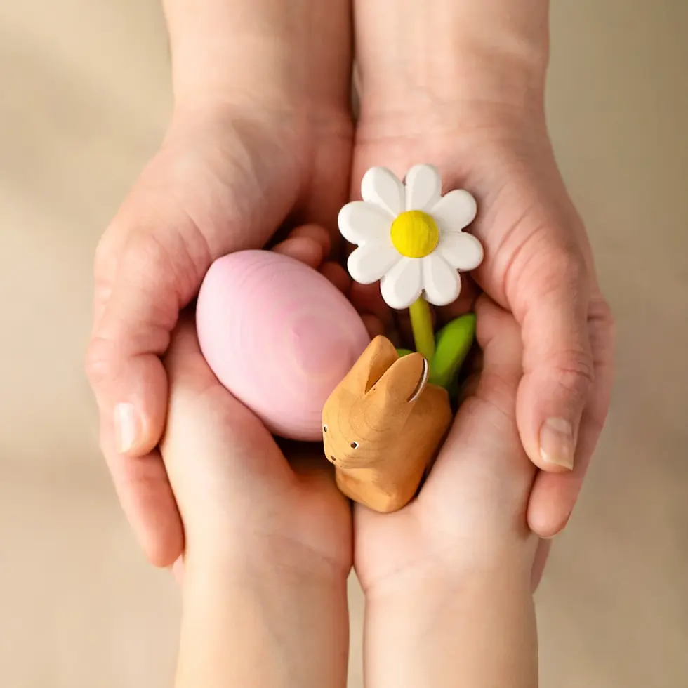 Thumbnail: Bumbu Toys Daisy Celebration Ring Figure. Handcrafted Waldorf small world toys and seasonal nature displays.