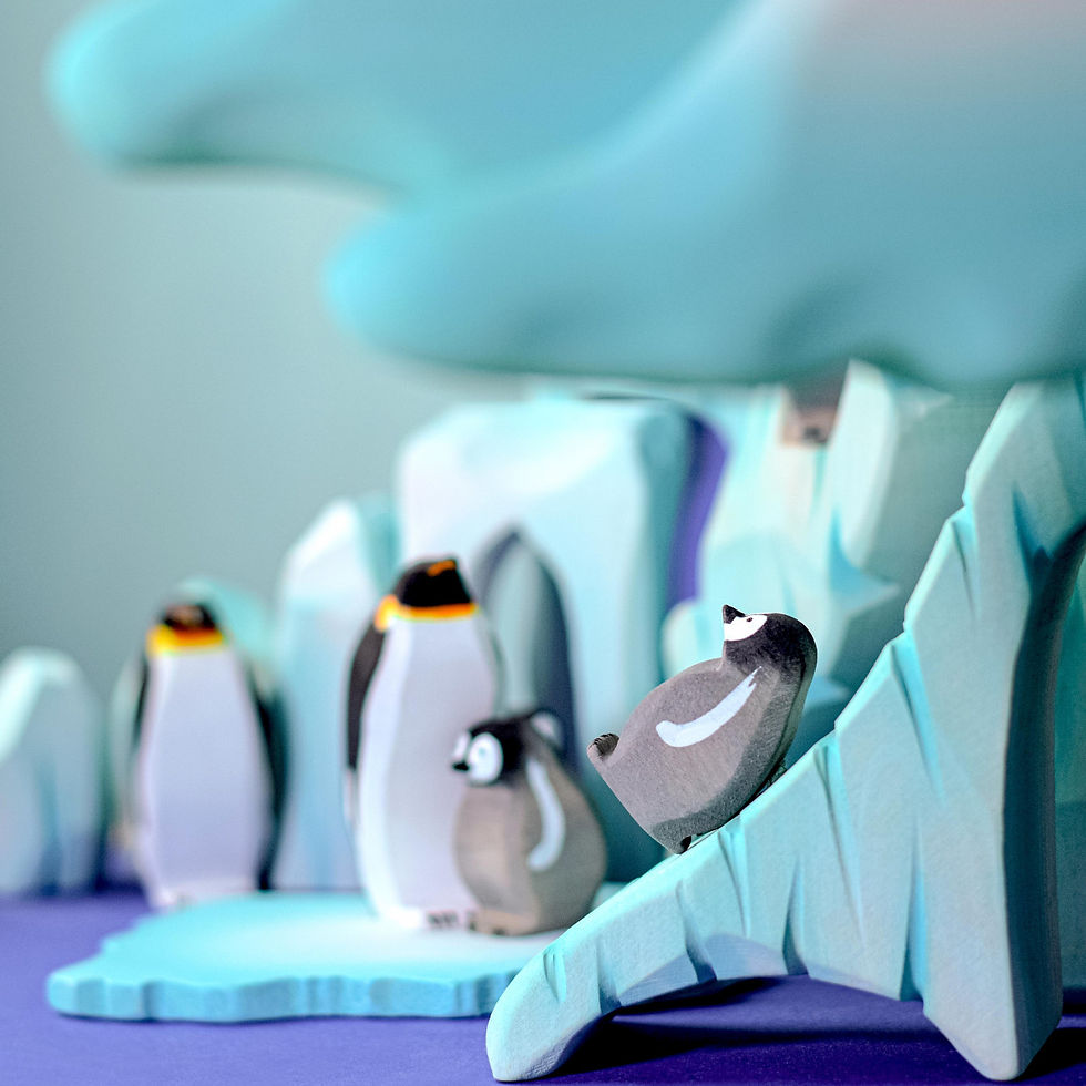 Thumbnail: Bumbu Toys Wooden Penguin Chick. Handcrafted Waldorf inspired small world toys. Imaginative play and storytelling