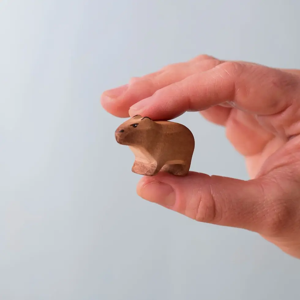 Thumbnail: Bumbu Toys Wooden Baby Capybara. Waldorf inspired small world toy. Open ended imaginative play and storytelling