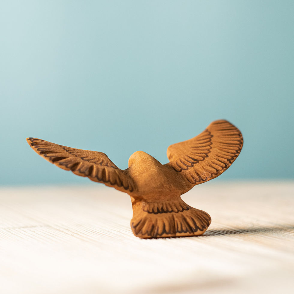 Thumbnail: Bumbu Toys Wooden Eagle back. Handcrafted Waldorf inspired small world toys. Imaginative play and storytelling