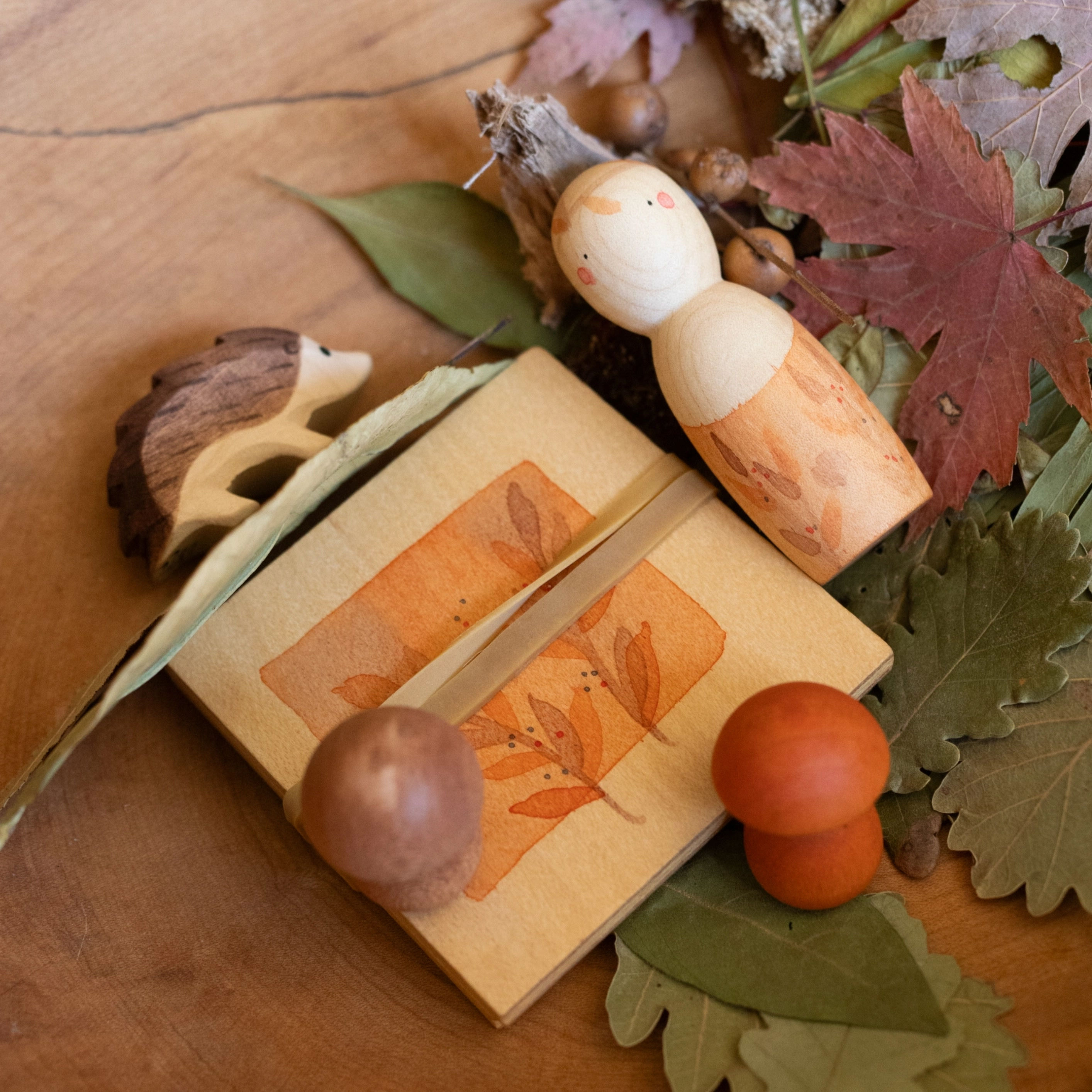 Grapat x Ostheimer Hello Autumn set. Handcrafted Waldorf inspired toys. Creative play, festive decor. Limited edition