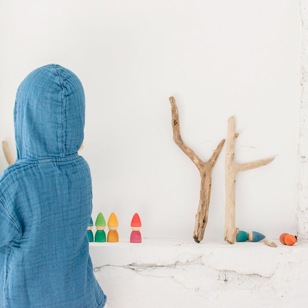 Thumbnail: Grapat Rainbow Tomtens Peg Doll Set. Handcrafted Waldorf inspired children's toys. Creative, imaginative, small world play
