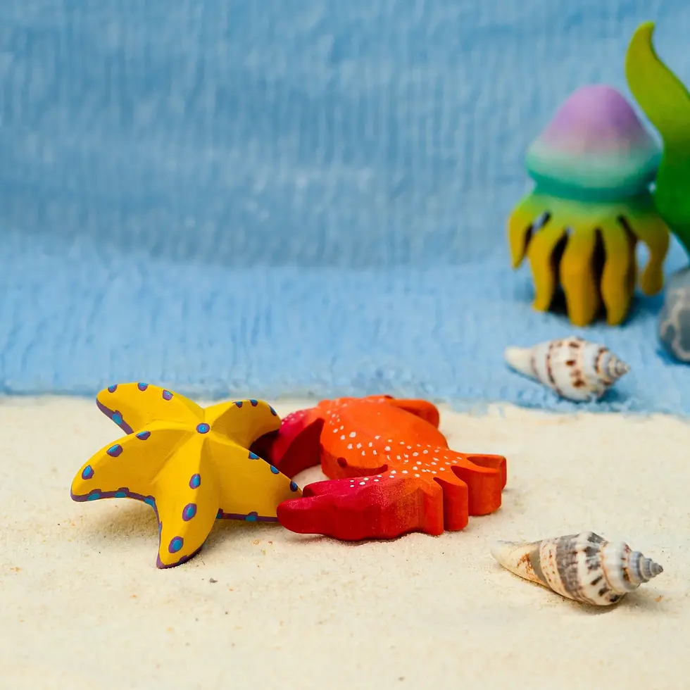 Bumbu Toys Starfish Celebration Ring Figure. Handcrafted Waldorf small world toys and seasonal nature displays.