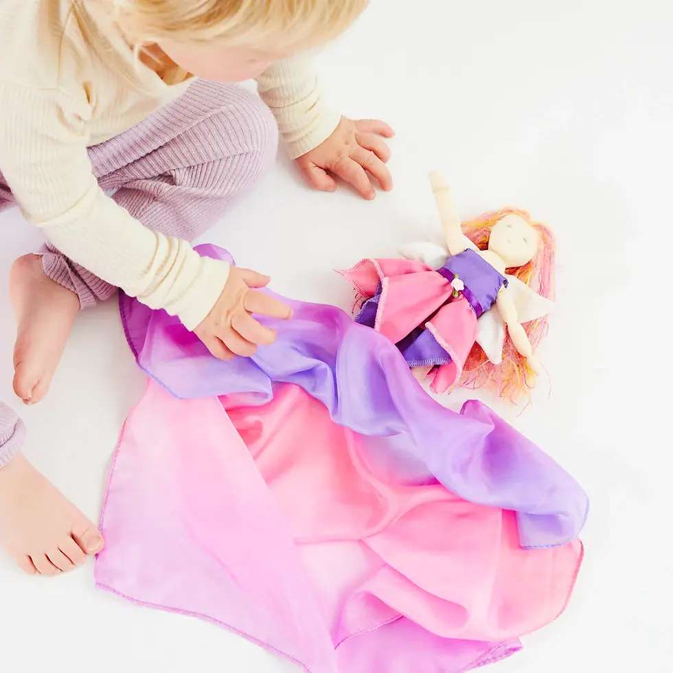 Thumbnail: Sarah's Silks Mini Blossom Play Silk. Waldorf inspired children's toy.  Open ended imaginative play. Sensory Play. Dress up