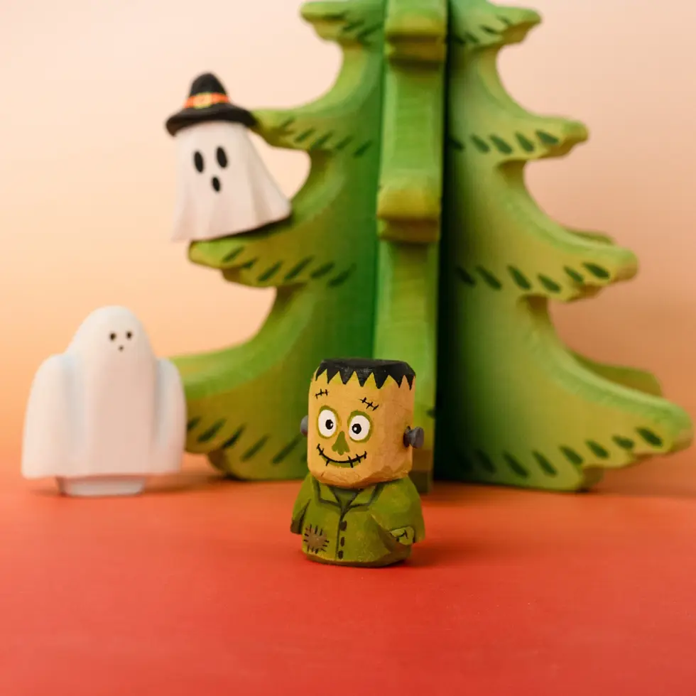 Thumbnail: Bumbu Toys Frankenstein Celebration Ring Figure. Handcrafted Waldorf small world toys and seasonal displays.