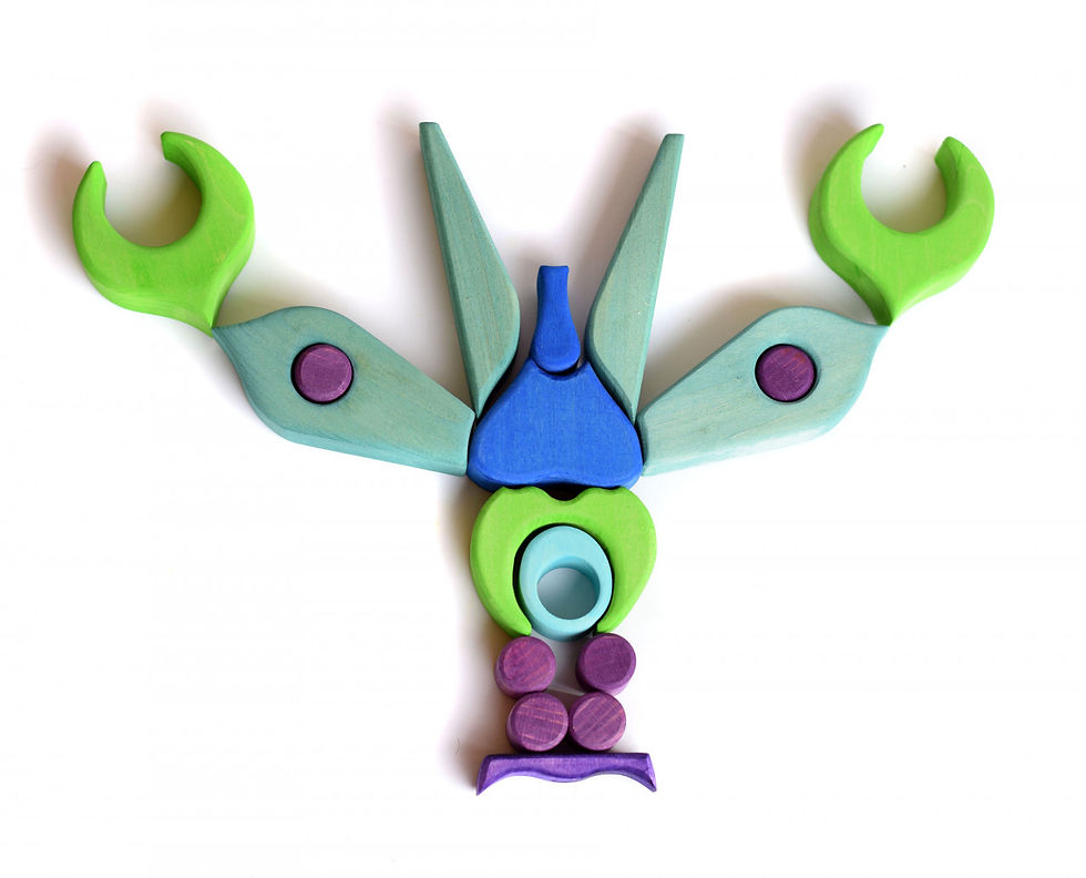Thumbnail: Bumbu Toys Wooden Peacock Puzzle. Handcrafted Waldorf inspired small world toys. Imaginative play and storytelling