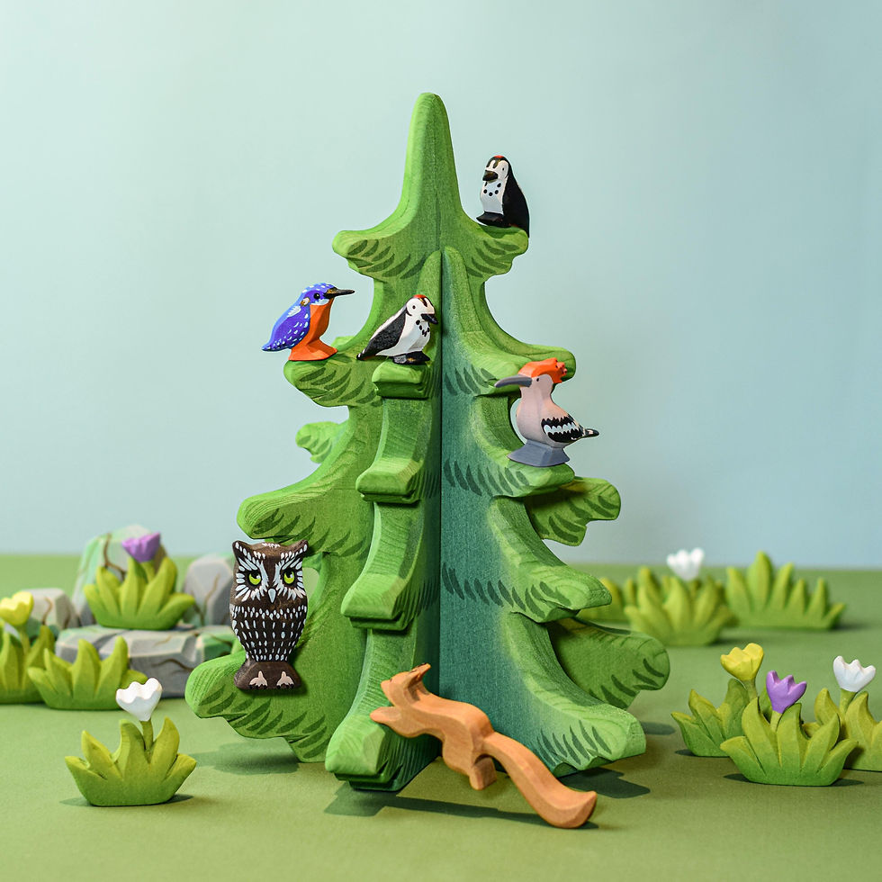 Thumbnail: Bumbu Toys Wooden Grass With Yellow Flower Small, Sugar Pine. Waldorf inspired toys. Imaginative play and storytelling
