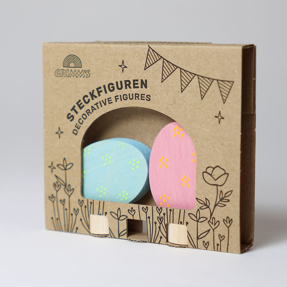 Thumbnail: Grimms Floral Duo Easter Eggs - Decorative Set. Wooden Seasonal Decor, nature tables, celebration rings. Handcrafted.
