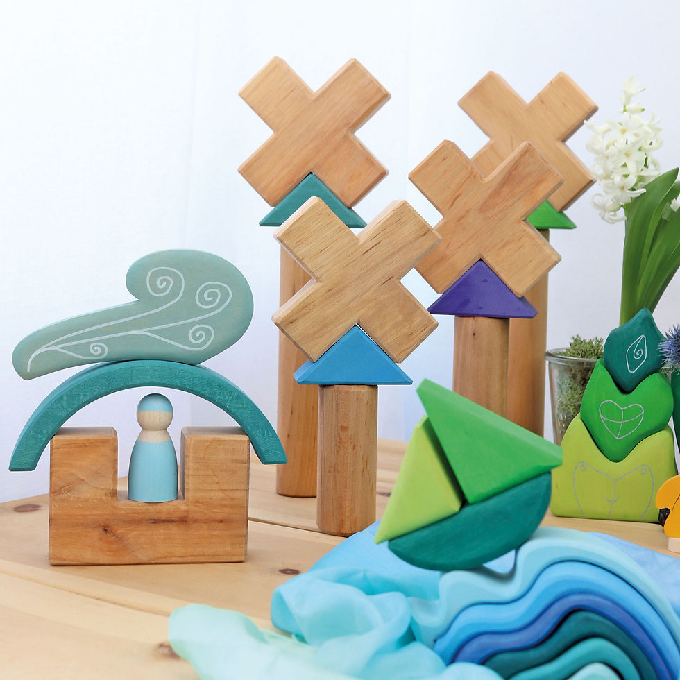 Thumbnail: Grimms Building Set Stairway. Handcrafted children's toy. Creative play. Building toy. Open Ended Play. 3 years +
