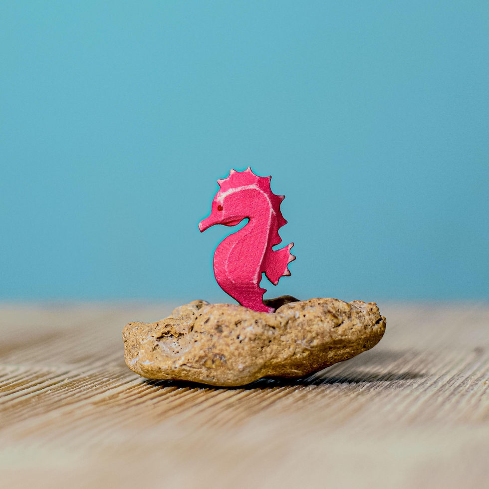Thumbnail: Bumbu Toys Wooden Seahorse. Handcrafted Waldorf inspired small world toys. Imaginative play and storytelling