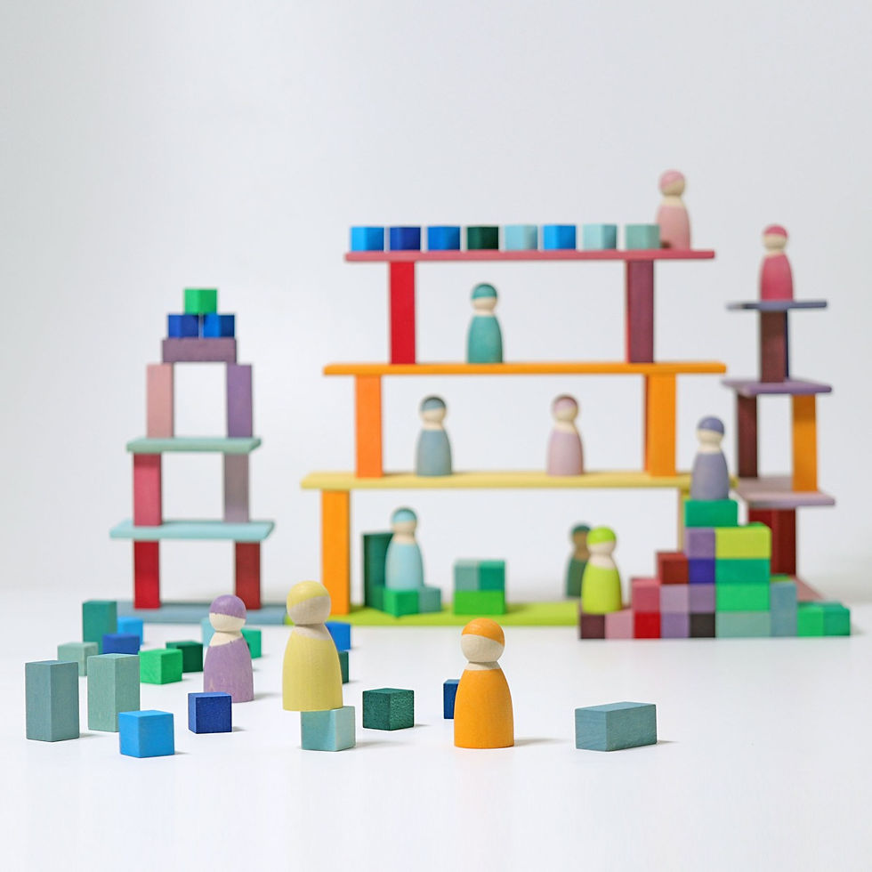 Thumbnail: Grimms Pastel Building Boards. Handcrafted wooden children's toy. Creative play. Stacking toy. Open Ended Play. 1 years +