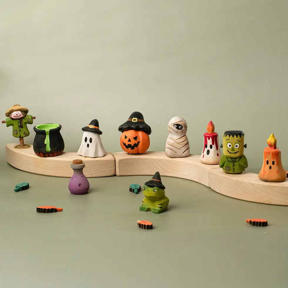 Thumbnail: Bumbu Toys Magic Orange Candle Celebration Ring Figure. Handcrafted Waldorf small world toys and seasonal displays.