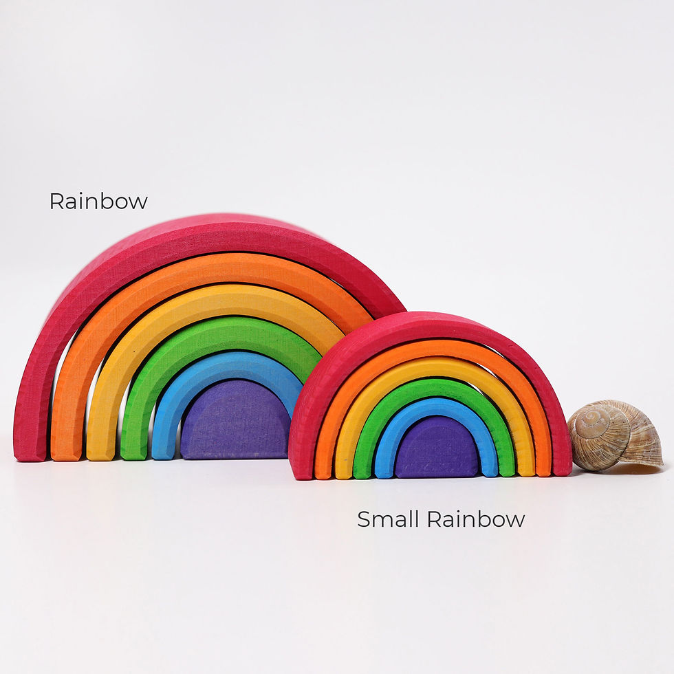 Thumbnail: Grimms Rainbow with Small Rainbow. Handcrafted wooden children's toy. Creative play. Stacking toy. Open Ended Play. 3 years +