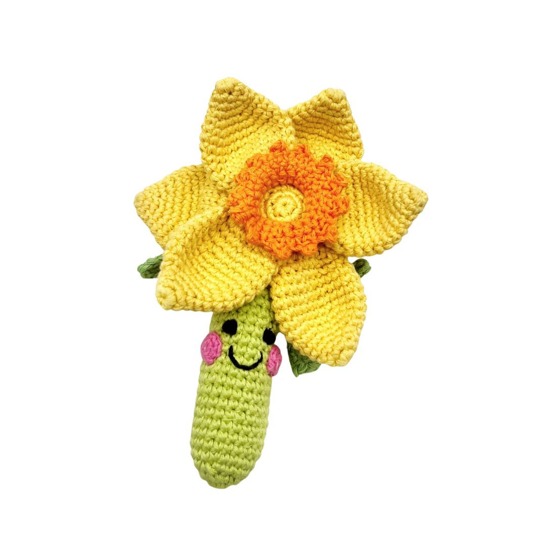 Pebble Organic Friendly Daffodil Rattle