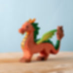 Bumbu Toys Wooden Red Dragon. Handcrafted Waldorf inspired small world toys. Imaginative play and storytelling