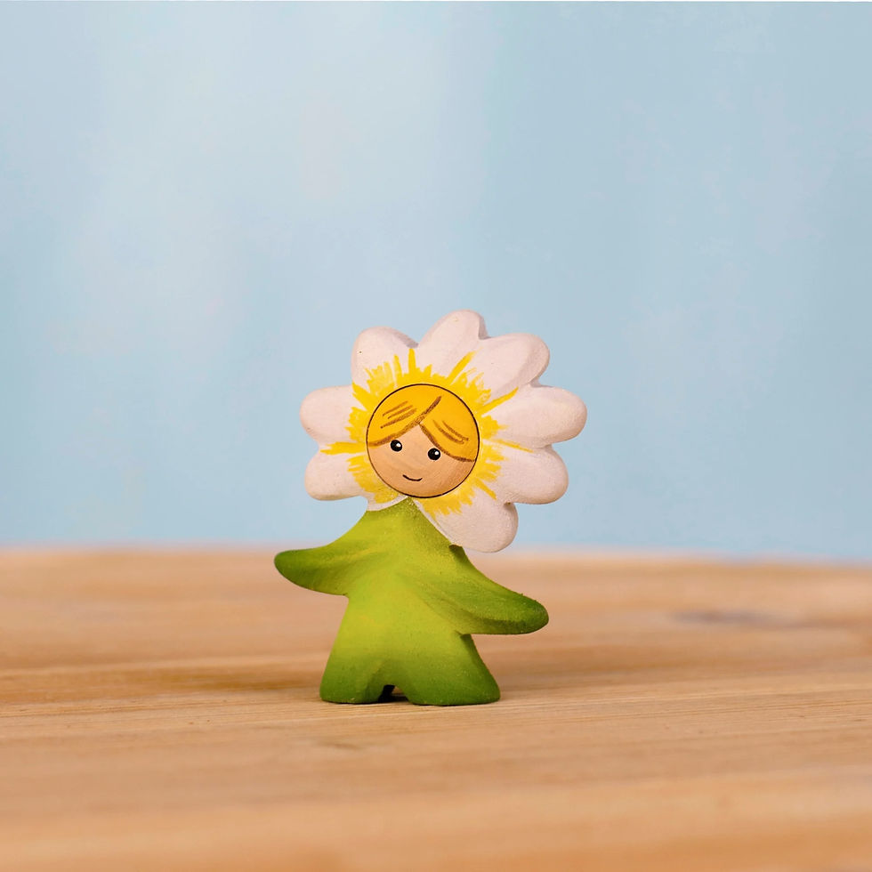 Bumbu Toys Daisy Flower Child. Handcrafted Waldorf inspired small world toys. Imaginative play and storytelling