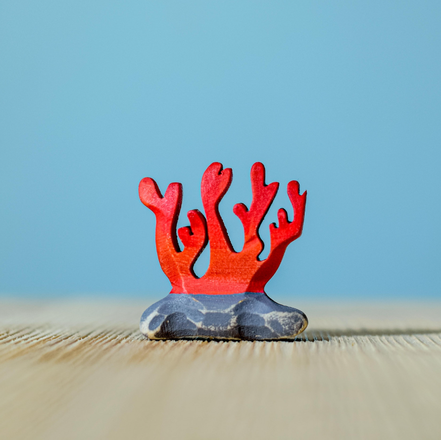 Thumbnail: Bumbu Toys Wooden Red Coral. Handcrafted Waldorf inspired small world toys. Imaginative play and storytelling