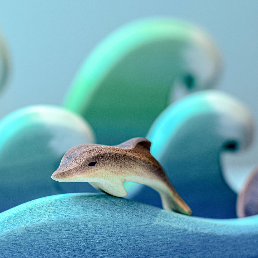 Thumbnail: Bumbu Toys Wooden Baby Dolphin. Handcrafted Waldorf inspired small world toys. Imaginative play and storytelling