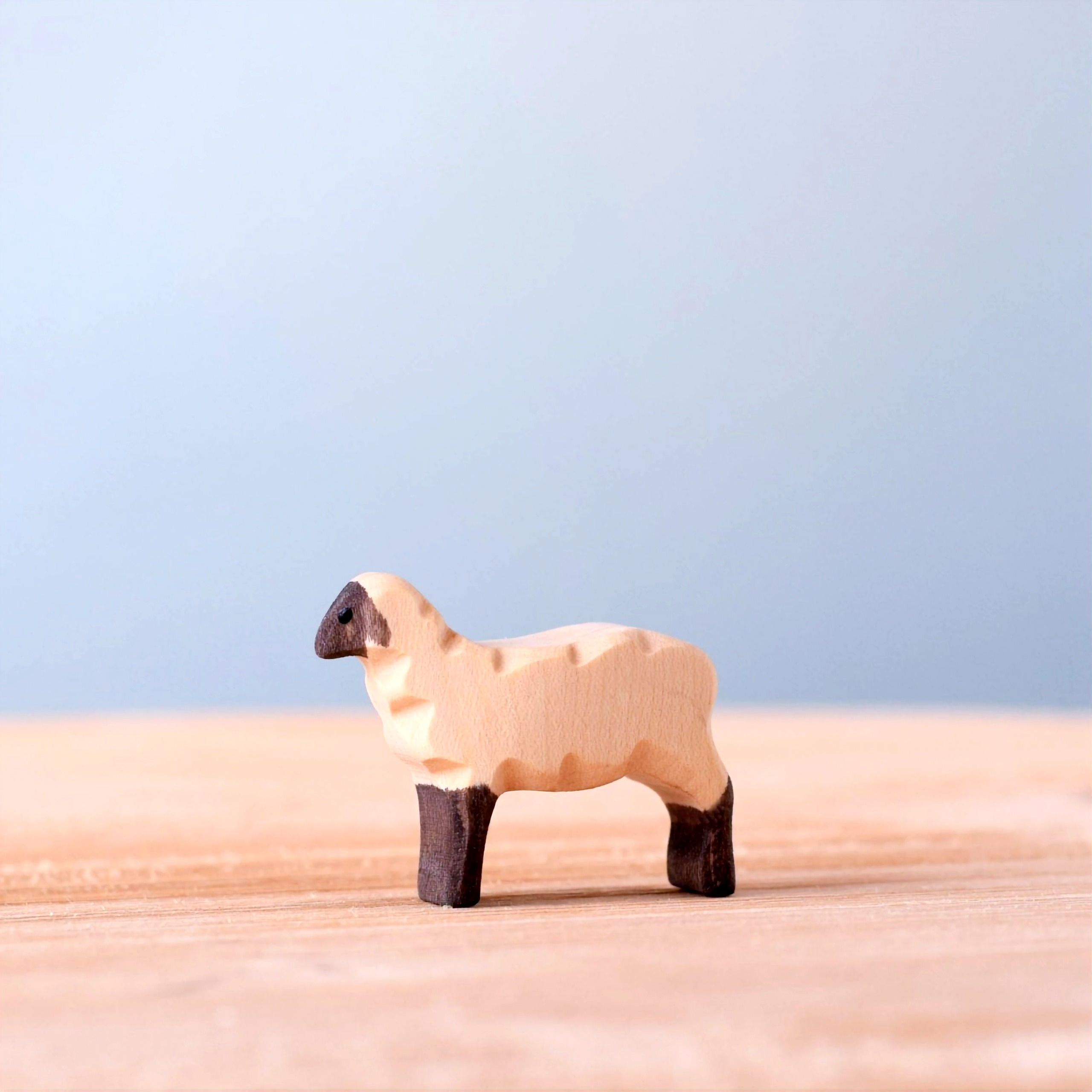Bumbu Toys Wooden lamb. Farmyard Play. Handcrafted Waldorf inspired small world toys. Imaginative play and storytelling