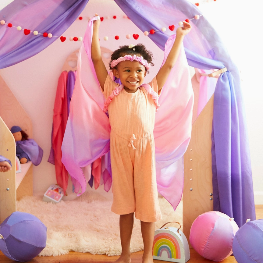 Thumbnail: Sarah's Silks Blossom Silk Wings. Waldorf inspired children's dress up toy.  Open ended, active, imaginative play.