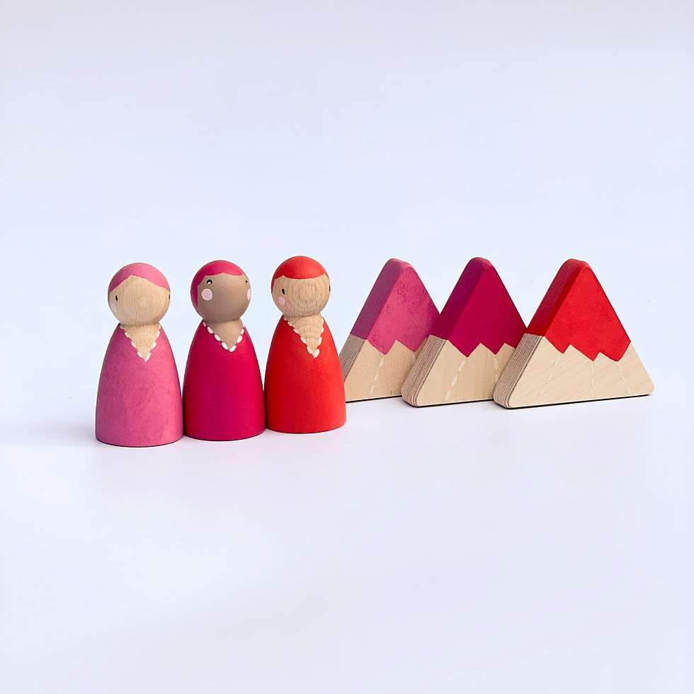 Thumbnail: Handcrafted Wooden Mountain Colour Trio - Pink/Red
