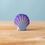 Thumbnail: Bumbu Toys Wooden Violet Seashell standing upright on a wooden surface, showcasing its hand painted detail