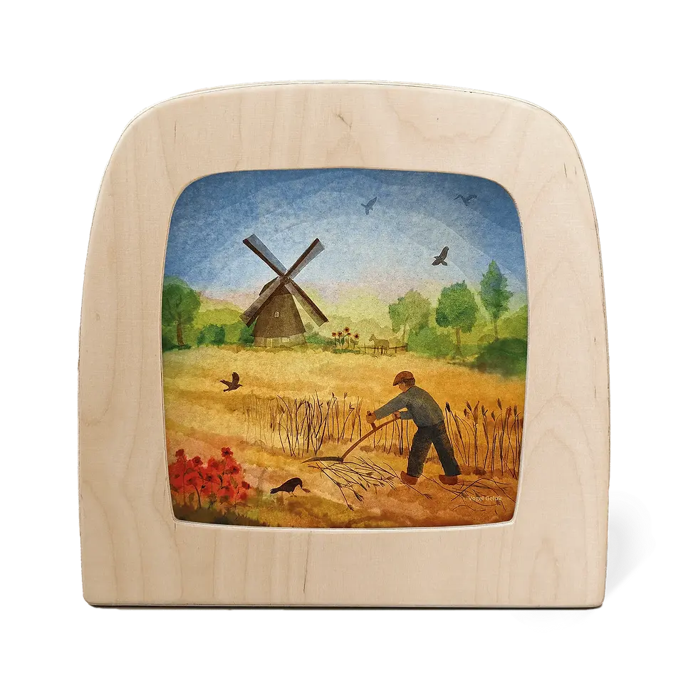 Toverlux Silhouette - Vogel Geluk - Windmill. Waldorf inspired illustrations. Storytelling. Seasonal display