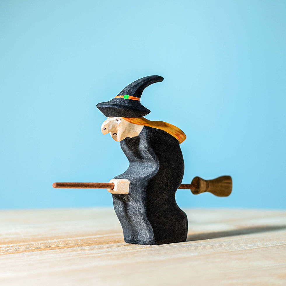 Thumbnail: Bumbu Toys Wooden Witch. Handcrafted Waldorf inspired small world toy for open ended imaginative play and storytelling