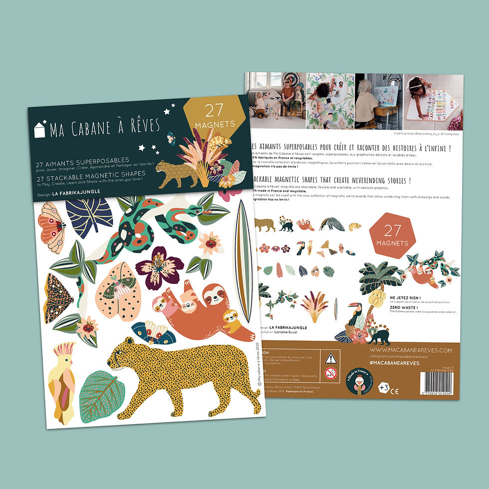 Thumbnail: Ma Cabane à Rêves Jungle Animal Magnets. Flexible waterproof magnets for children. Creative and imaginative play. Recyclable.