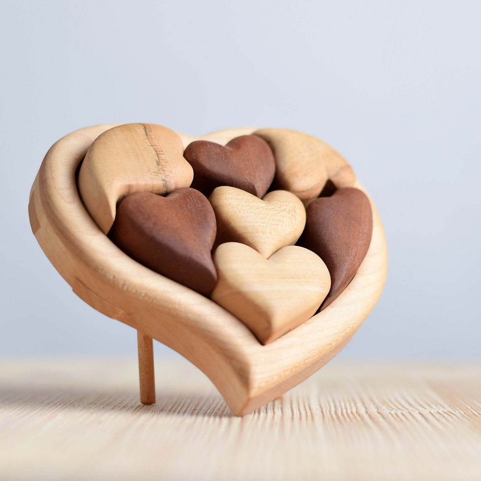 Thumbnail: Bumbu Toys Wooden Hearts Puzzle. Handcrafted Waldorf inspired small world toys. Imaginative play and storytelling. Home decor