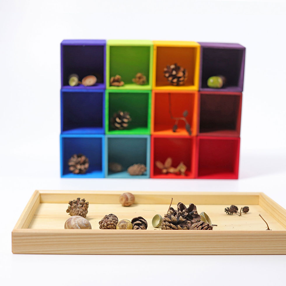 Thumbnail: Grimms 12 Piece Sorting Helper. Handcrafted wooden children's toy. Creative play. Stacking toy. Open Ended Play. 3 years +