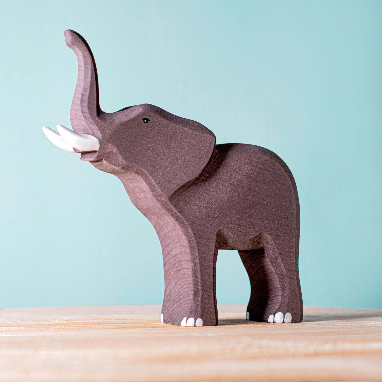 Bumbu Toys Large Wooden Elephant. Handcrafted Waldorf inspired small world toys. Imaginative play and storytelling