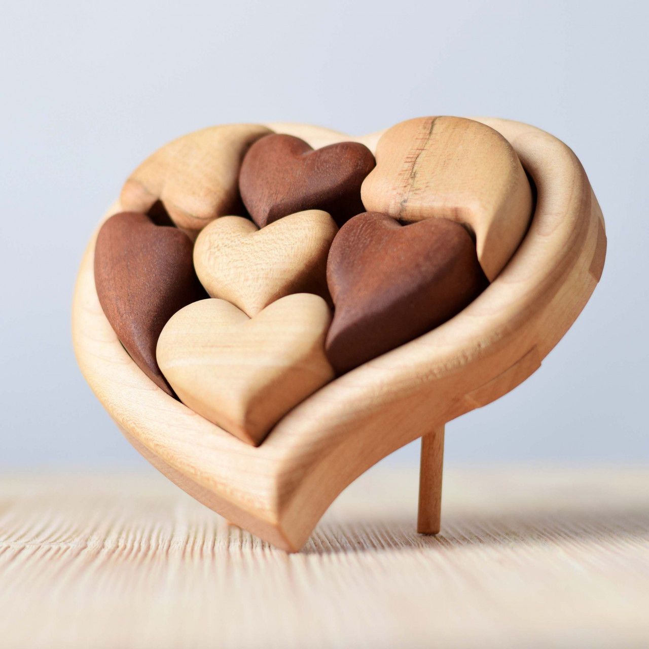 Bumbu Toys Wooden Hearts Puzzle. Handcrafted Waldorf inspired small world toys. Imaginative play and storytelling. Home decor